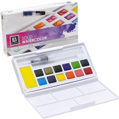 Фарби акварельні художні 12 кольорів у пластиковій коробочці SDW12