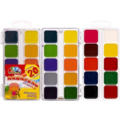 Акварель 20 кольорів "Захоплення" пластик "Гамма" 13,5 * 7,5 см