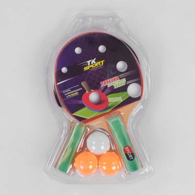 Набір ракеток для пінг-понгу С 34429 TK Sport 2 ракетки + 3 м'ячі, в слюді в магазині autoplus, з доставкою по Україні, краща ціна