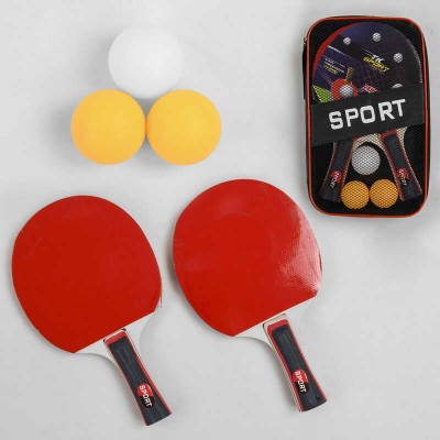 Ракетка C 44855 для пінг-понгу (50) "TK Sport", 2 шт + 3 кульки, в чохлі