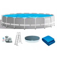 Intex ПОШКОДЖЕНЕ ПАКУВАННЯ Басейн каркасний 26732 NP 549-122 см, насос 220V, 5 687 л/г, об`єм води - 24311л, драбина, тент, підстилка