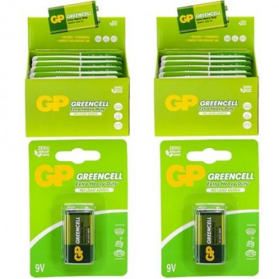 Батарейка GP GREENCELL 9.0V сольова, 1604GLF-U1, 6F22 (крона) GP-002212