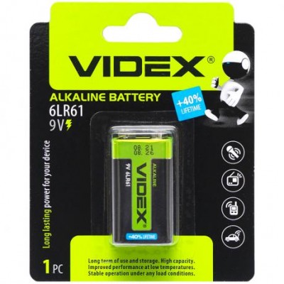 Батарейка Videx Alkaline 6LR61 (крона)