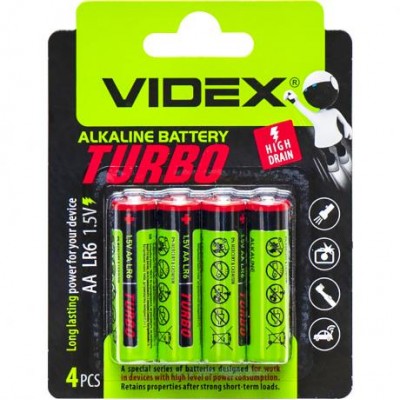 Батарейка Videx LR06 / AA 4pcs Alkaline TURBO