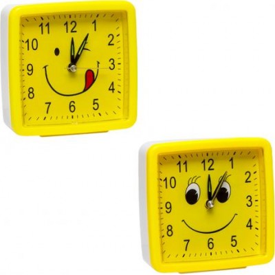 Настільній годинник - будильник 8898 "Смайл квадрат" 10,5х11см у магазині autoplus, з доставкою по Україні, краща ціна