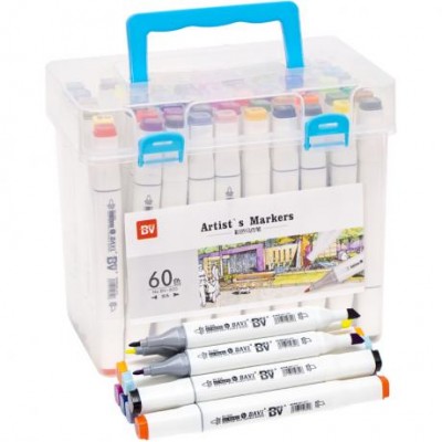 Набір скетч-маркерів 60 кольорів 820-60 в пластиковому боксі у магазині autoplus, з доставкою по Україні, краща ціна