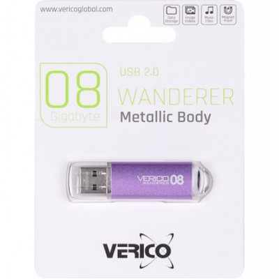 Флешка Verico USB 8Gb Wanderer Purple 1UDOV-M4PE83-NN у магазині autoplus, з доставкою по Україні, краща ціна