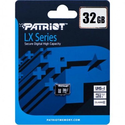 Карта памяти Patriot MicroSDHC 32GB UHS-I (Class 10) LX Series (card only) 027974/907963 у магазині autoplus, з доставкою по Україні, краща ціна