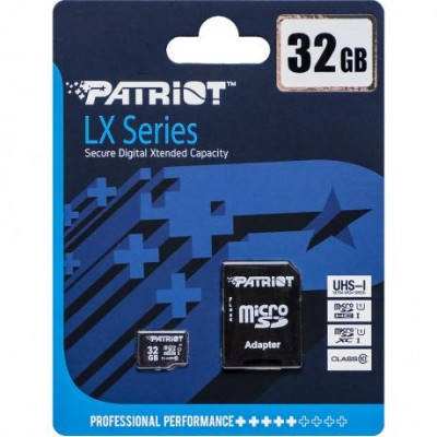 Карта памяти Patriot MicroSDHC 32GB UHS-I (Class 10) LX Series +SD adapter у магазині autoplus, з доставкою по Україні, краща ціна