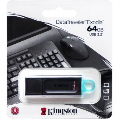 Флешка Kingston USB 64Gb DT Exodia Black/Teal USB 3.2 309829