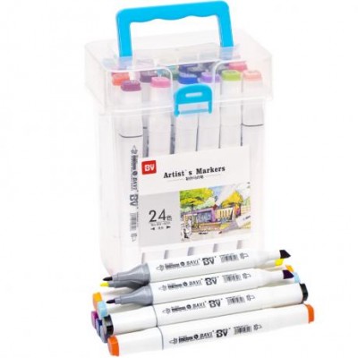 Набір скетч-маркерів 24 кольори 820-24 в пластиковому боксі у магазині autoplus, з доставкою по Україні, краща ціна