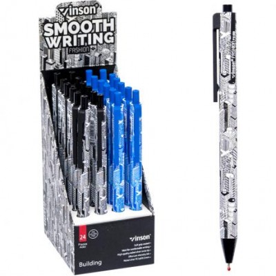Ручка масляна VINSON Building синя F6 автоматична у магазині autoplus, з доставкою по Україні, краща ціна