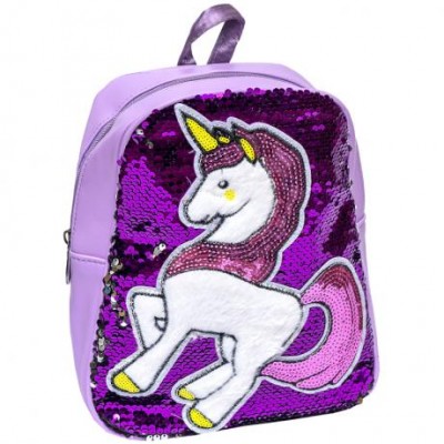 Рюкзак дитячий з паєтками "Лошадка" SM-8-3 Фіолетовий - срібло екошкіра, 26*22*9см