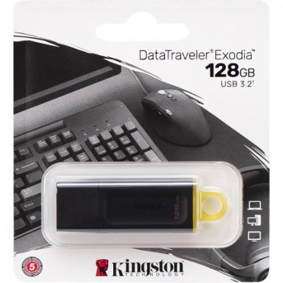 Флешка Kingston USB 128Gb DT Exodia Black/Yellow USB 3.2 309928 у магазині autoplus, з доставкою по Україні, краща ціна