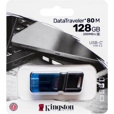 Флешка Kingston USB 128Gb DT 80М USB 3.2 Type-C Black/Blue 330601 у магазині autoplus, з доставкою по Україні, краща ціна