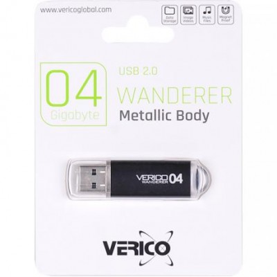 Флешка Verico USB 4Gb Wanderer Black 1UDOV-M4BK43-NN