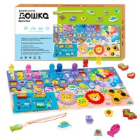 Дошка логічна 53482 (24) "WToys", математичний+фруктовий сортер, шестерні, спінер, годинник, пальчиковий лабіринт, магнітна риболовля