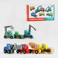 Будівельні машинки 76523 4FUN Game Club Wood , 7 машинок