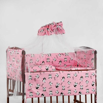 Постільний комплект 7 предметів Умка, панда 208295 колір - рожевий в магазині autoplus, з доставкою по Україні, краща ціна