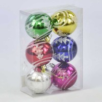 Ёлочная игрушка С 30699 Шары (80) 6 шт в наборе / d=7 см