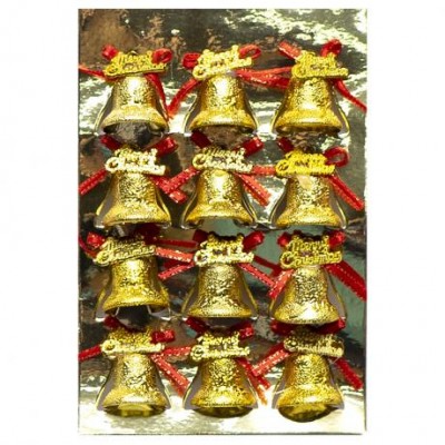 Набір-прикраса "Дзвіночок" з декором 12шт золотий пластик 1133-227