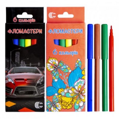 Фломастер 6 кольорів "Картон" "С" 950-6 у магазині autoplus, з доставкою по Україні, краща ціна