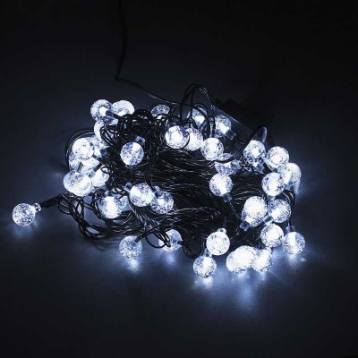Гірлянда С 54316 60 лампочок, біле світло, прозорі кульки, живлення 220 V, 8 м