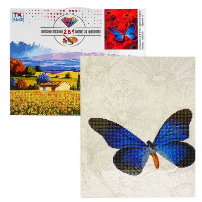 Картина за номерами + Алмазна мозаїка B 78640 TK Group , 40х50 см, “Метелик”