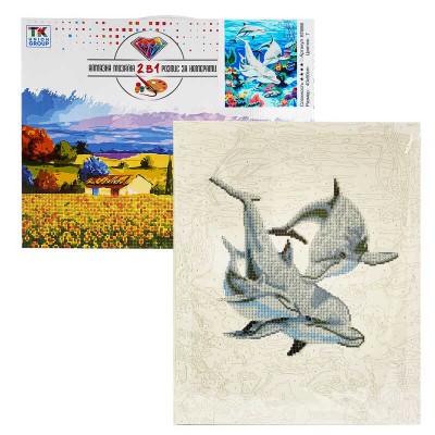 Картина за номерами + Алмазна мозаїка B 78666 TK Group , 40x50 см, “Дельфіни” в магазині autoplus, з доставкою по Україні, краща ціна