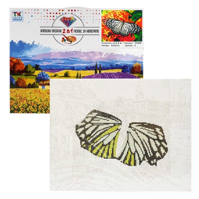 Картина за номерами + Алмазна мозаїка B 78669 TK Group , 40x50 см, “Метелик”