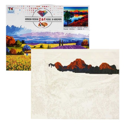 Картина за номерами + Алмазна мозаїка B 78704 TK Group , 40х50 см, Ранковий пейзаж