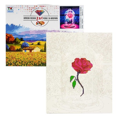Картина за номерами + Алмазна мозаїка B 74646 TK Group , 40x50 см, “Троянда”