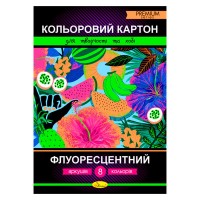 Набір кольорового картону Флуоресцентний А4 8 арк. АП-1114 (20) Апельсин
