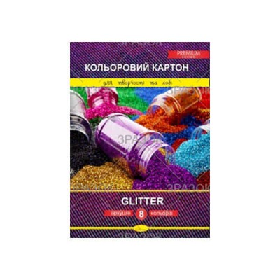 Набір кольорового картону Glitter Premium А4, 8 листів ККГ-А4-8 Апельсин в магазині autoplus, з доставкою по Україні, краща ціна