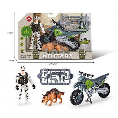 Дитячий набір для війнушек F 9-1 (240/2) мотоцикл, фігурка військового, собака, зброя в магазині autoplus, з доставкою по Україні, краща ціна