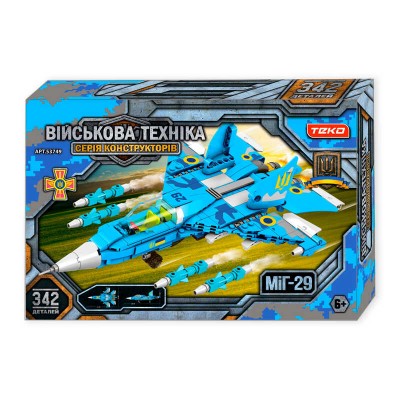 Конструктор “Військова техніка” 53749 (24) "Teko", 342 деталі, винищувач МІГ-29