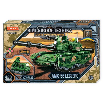 Конструктор “Військова техніка” 18529 (24) "Teko", 420 деталей, 2 в 1, танк + РСЗВ