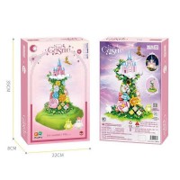 Конструктор 643001 “Cloud castle”, 986 деталей, підсвічування, заводний музичний механізм, платформа обертається по колу, 2 ігрові фігурки