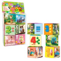 Кубики 53344 (36/2) "4FUN Game Club", 6 штук, м'які, водонепроникна тканина, літери, цифри, арифметичні знаки, в пакеті