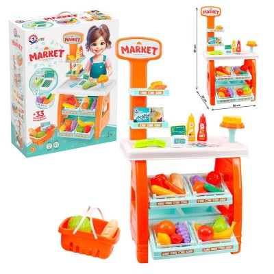 гр Іграшковий набір "Маркет" 0730 (3) "Technok Toys", 33 елементи, наліпки, гроші, банківський термінал, тортівниця, продукти