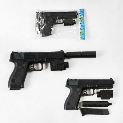 Дитячий іграшковий пістолетік P 2697 A-4 (144) стріляє пульками, світло, глушник, лазерний приціл, у пакеті