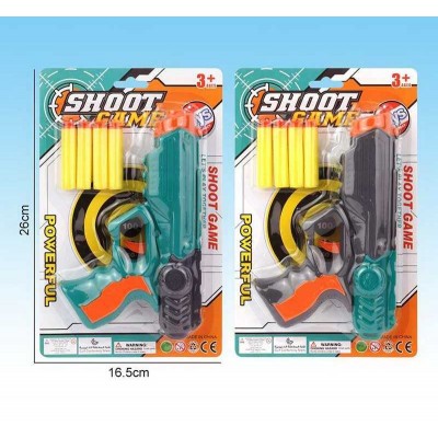 Дитячий іграшковий пістолетік 382 (168/2) 2 кольори, м’які патрони на присосці в магазині autoplus, з доставкою по Україні, краща ціна