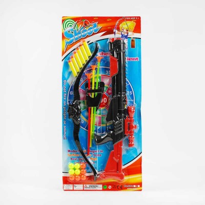 Дитячий іграшковий автоматик 0602-9 (96/2) лук, стріли, м’які патрони на присосці, пульки
