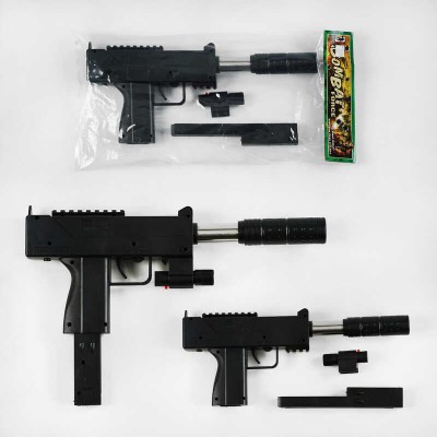 Дитячий іграшковий пістолетік 304-1 на пульках, глушник, лазерний приціл, стріляє пульками 6 мм, запобіжник, у пакеті в магазині autoplus, з доставкою по Україні, краща ціна