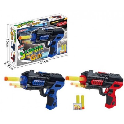Дитячий іграшковий пістолетік 017 B ,2 кольори, м’які патрони на присосці