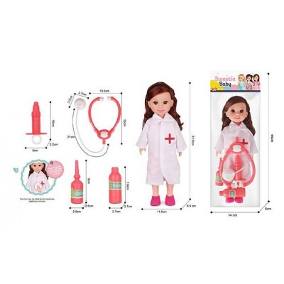 Лялька 003-2 лікарка, стетоскоп, ліки, висота 32 см, у пакеті в магазині autoplus, з доставкою по Україні, краща ціна