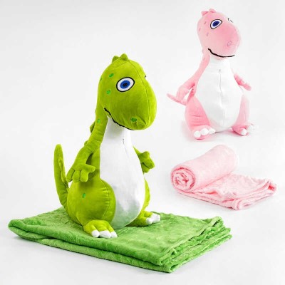 М’яка іграшка М 13948 Динозаврик , 2 кольори, розмір ковдри 156х120см, висота іграшки 50см