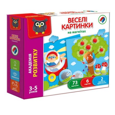 Дитяча гра настільна магнітна "Веселі картинки" (укр) VT 5422-06 "Vladi Toys", 75 магнітів, 6 карток