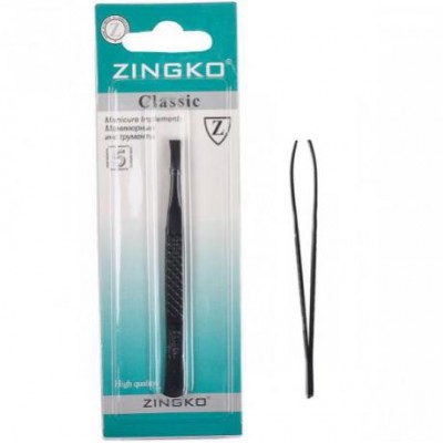 Пінцет прямий "Zingko Classic" сталь, чорний 10 см X1-13