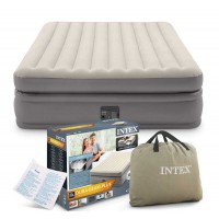 Intex Велюр матрац 64164 NP розмір 152х203х51 см, вбудований електронасос 220V, двоспальний